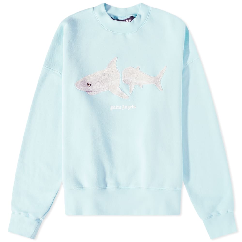 Суитчър Palm Angels Shark Crew Sweat Тюркоазено | PMBA026S23FLE0054001, 0