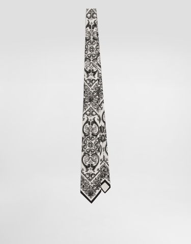 Аксесоари Dolce & Gabbana Dolce & Gabbana Majolica Print Silk Twill Tie Бяло | GT147EG0WV7HX5DQ, 0