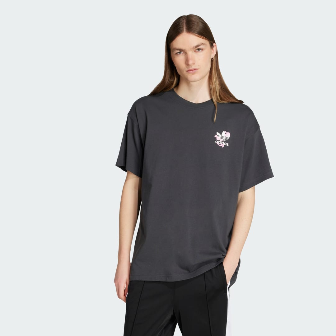 Тениска adidas Performance Florals Logo Oversized T-Shirt Сиво | KE6587, 0