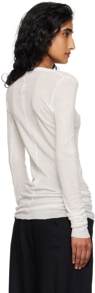 Тениска Rick Owens Rick Owens Concordians Mini Rib Long Sleeve T-Shirt Бяло | RP02E4202 MR, 2