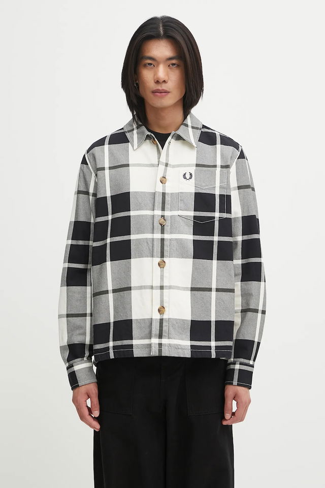 Cotton Plaid Overshirt with Classic Collar, Regular Fit