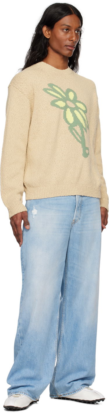 Пуловер MAISON KITSUNÉ Maison Kitsuné Abstract Daisy Intarsia Sweater Бежово | OM00811KT1138, 3