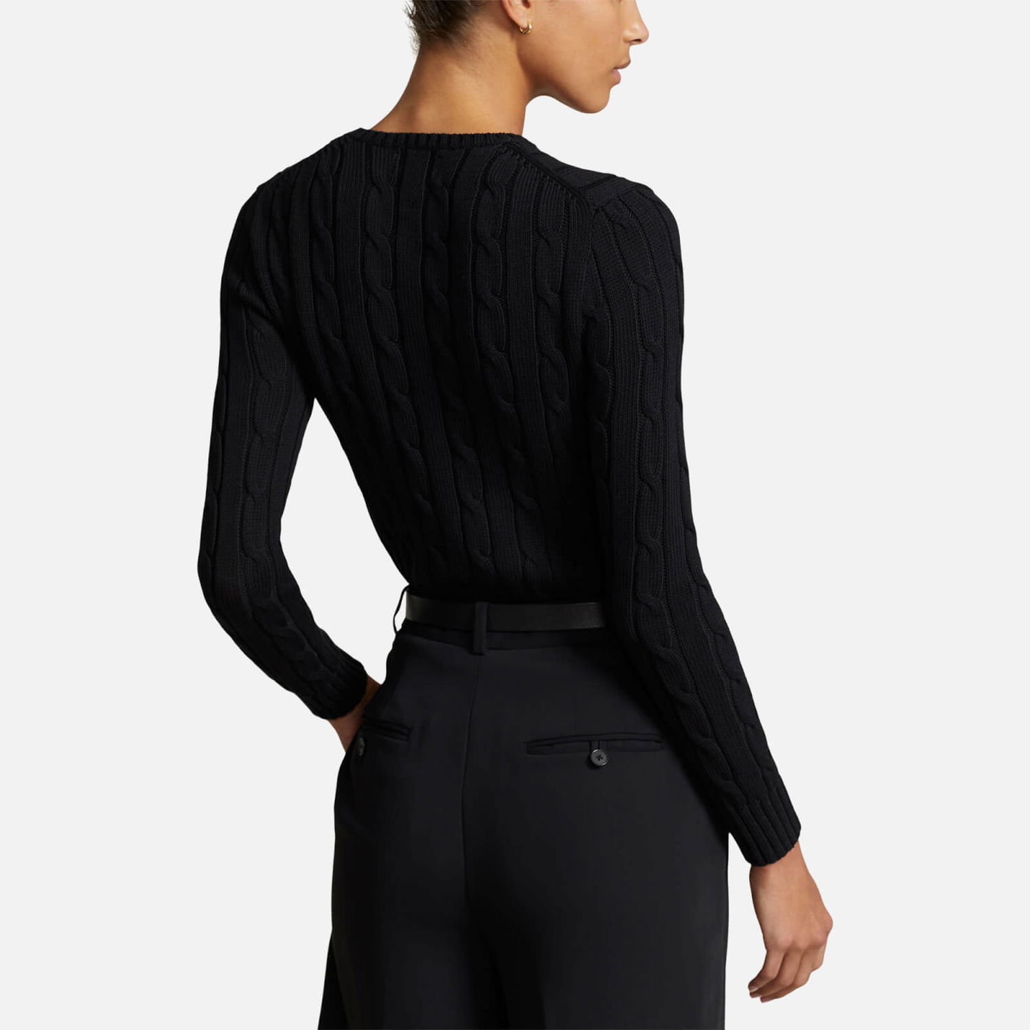 Облекло и аксесоари Polo by Ralph Lauren Polo Ralph Lauren Baumwoll-Rundhalspullover mit Zopfmuster - Black - L Черно | 211891640011, 1