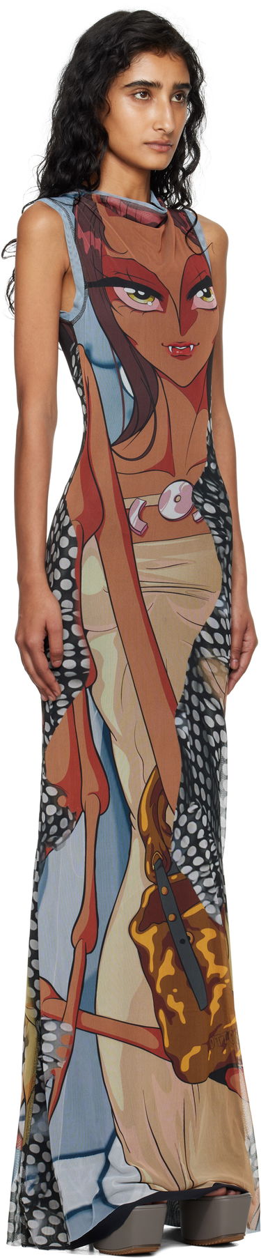 Pокля Ottolinger Ottolinger Printed Mesh Maxi Dress Многоцветен | 101-500301-04, 1