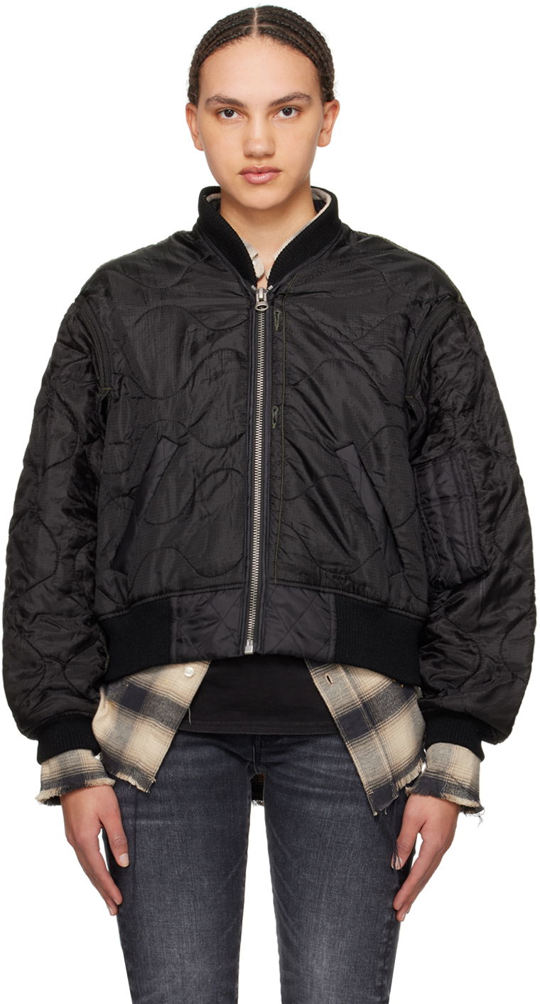 Яке бомбър R13 R13 Quilted Bomber Jacket Черно | R13WR145-BREF, 0
