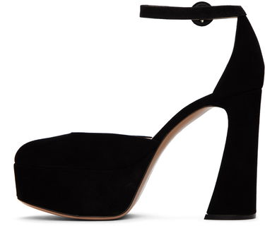 Кецове и обувки Gianvito Rossi D'Orsay Suede Platform Heels Черно | G40389.70RIC.CAM, 2