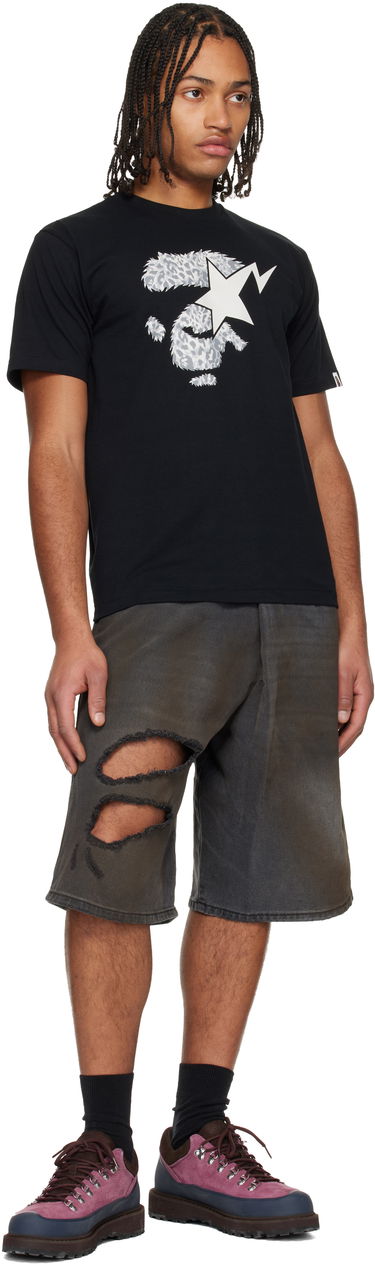 Тениска BAPE Wild Leopard Pattern Ape Face STA T-shirt Черно | 001TEL801042M, 3