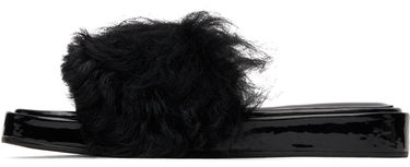 Аксесоари BY FAR BY FAR Shana Furry Slides Черно | 22FWSAHSBLTOS, 2