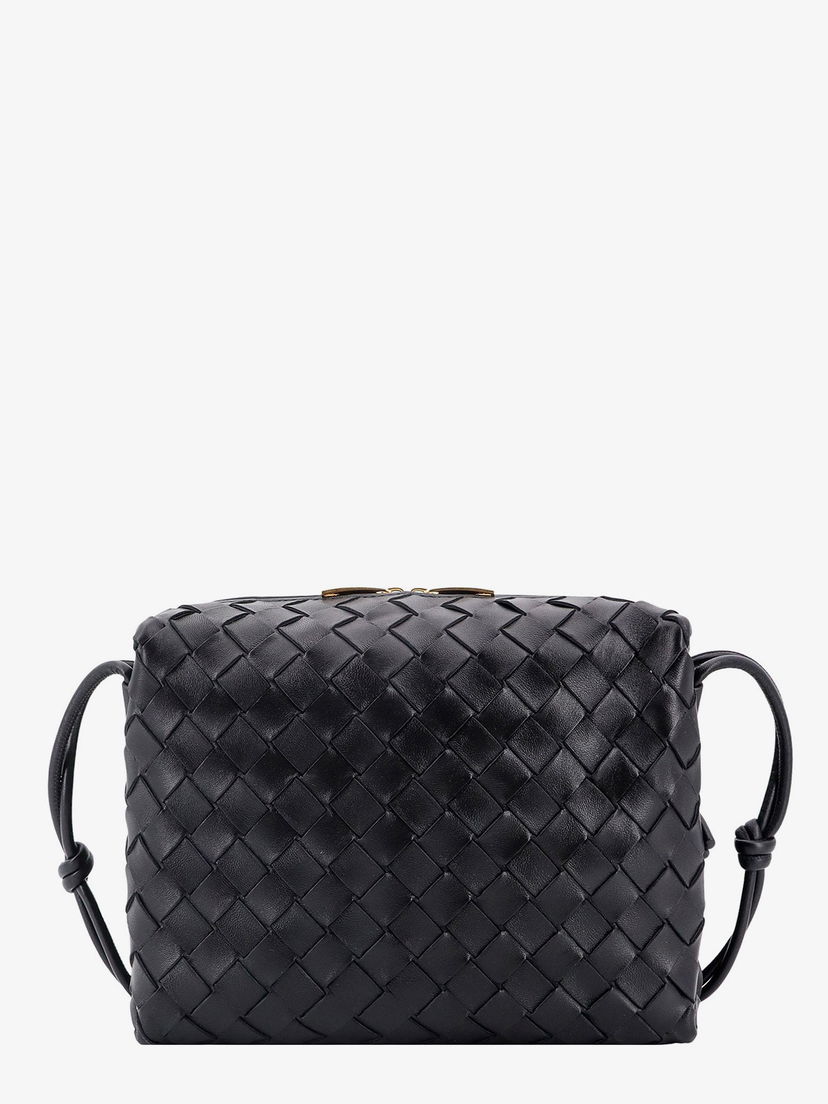 Чанта през рамо Bottega Veneta Woven Leather Shoulder Bag Черно | 723548V1G118425