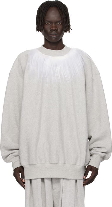 Суитчър HED MAYNER Hed Mayner Fur Trim Sweatshirt Сиво | HMMB72006P-HB211, 0