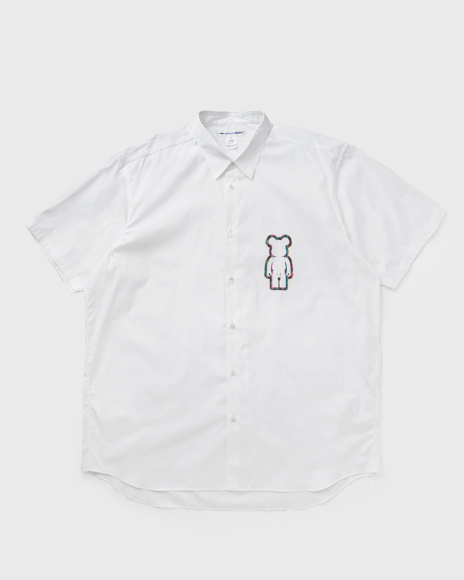Риза Comme des Garçons Short Sleeve Woven Shirt with Bear Graphic Бяло | FO-B038-S25-1, 1