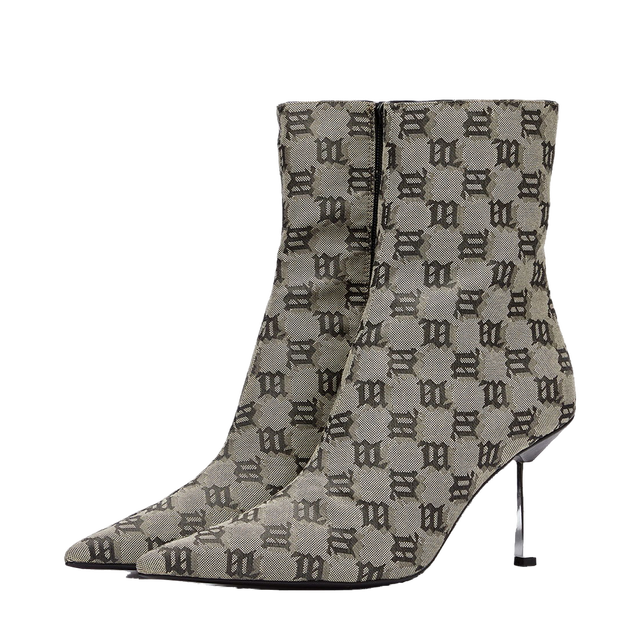 Sasha Monogram Beige Boots