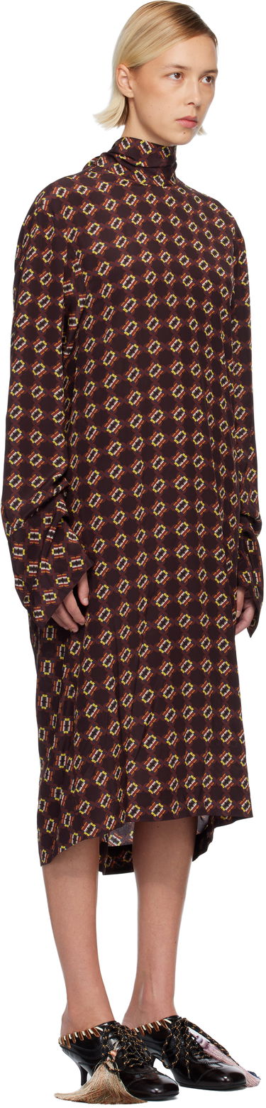 Pокля Dries Van Noten Dries Van Noten Silk Printed Long Sleeve Turtleneck Midi Dress Многоцветен | 252-011074-2072, 1