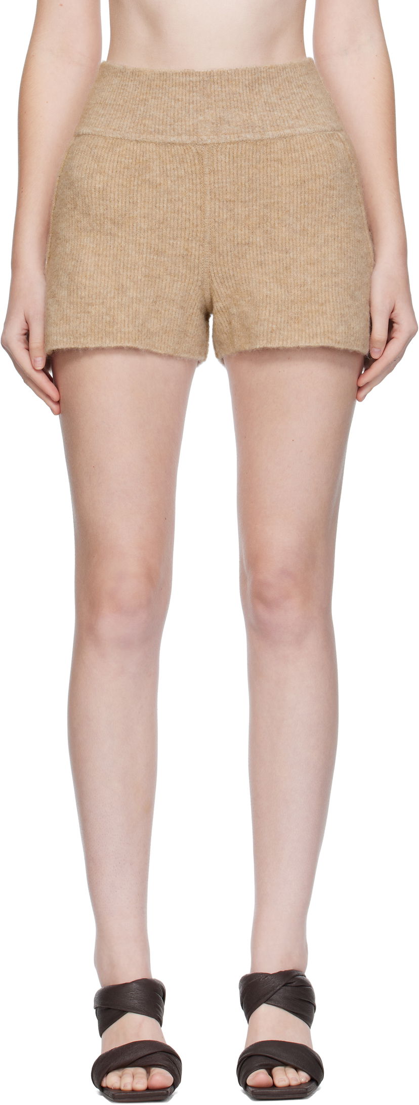 Къси панталони Rick Owens Rick Owens Alpaca Knit Shorts Бежово | RP02E4698 KWP