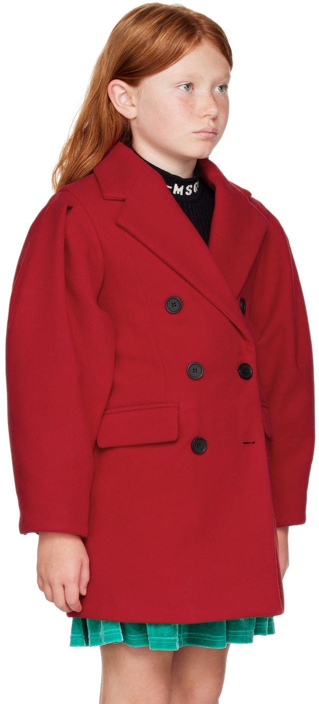 Палта MSGM MSGM Kids Double-Breasted Coat Червено | MS029142, 1