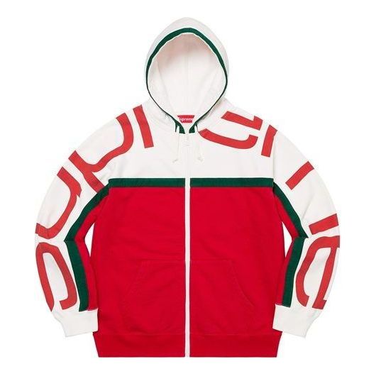 Суитчър Supreme Big Logo Paneled Zip-Up Hoodie Червено | SUP-FW20-305, 0