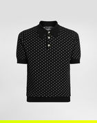 Micro-dot Stitch Knitted Polo Shirt with Pearl Buttons