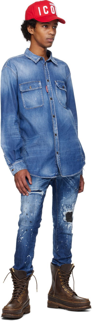 Риза DSQUARED2 Dsquared2 Dan Worker Pocket Denim Shirt Синьо | S74DM0904_S30341, 3