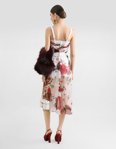 Съкратен топ Dolce & Gabbana Dolce & Gabbana Rose-Print Marquisette and Chiffon Corset Top Бяло | F7AX5TIS1Y6HA5PD, 2