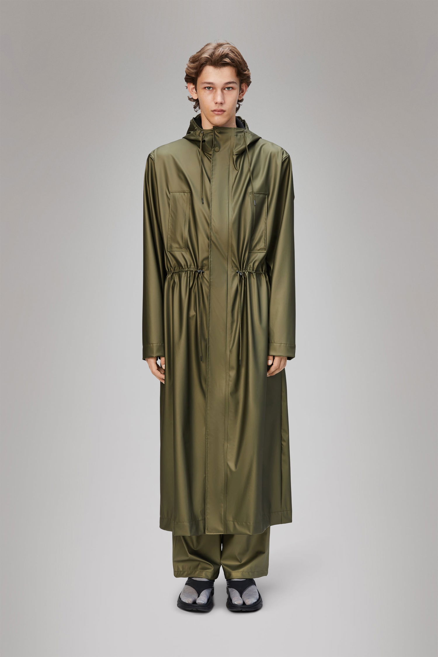 Дъждобран Rains Long Jacket With Adjustable Waist Зелено | 12120-105, 1