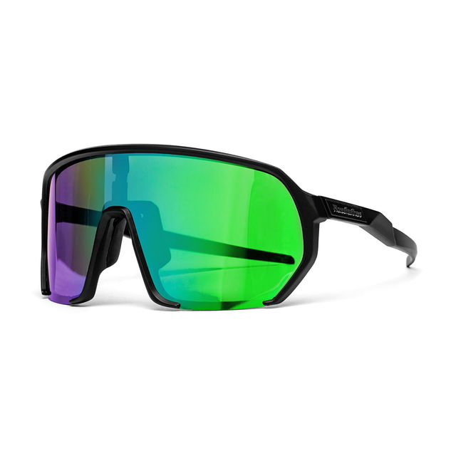 Archie Bike Sunglasses Black/ Mirror Green