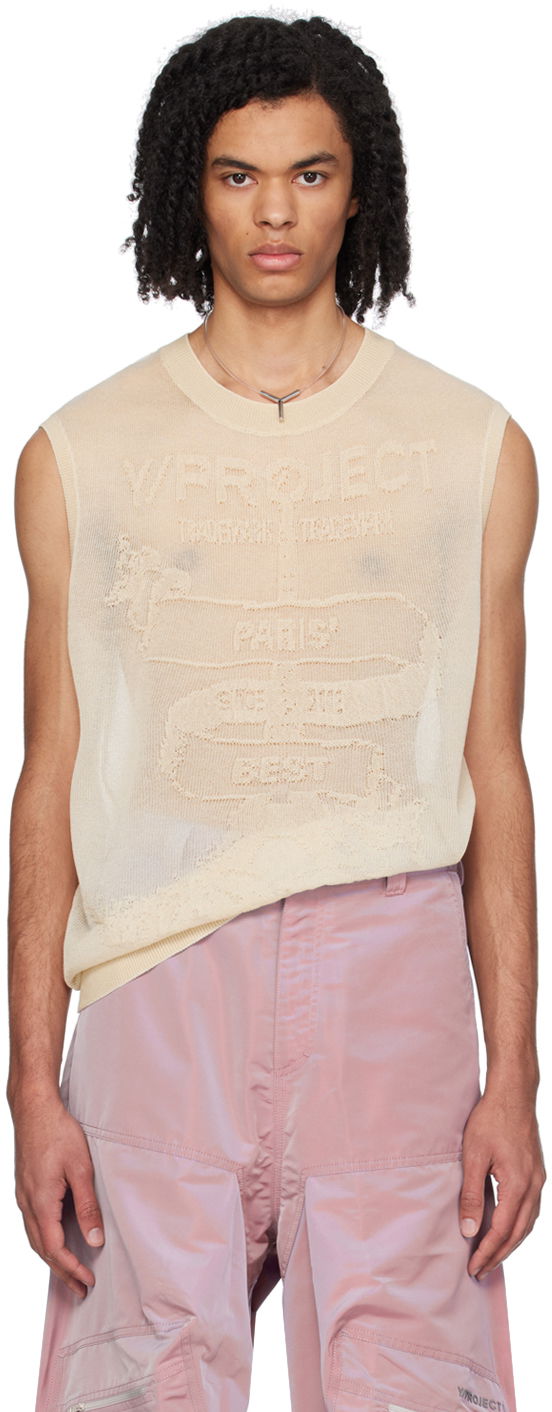 Потник Y/PROJECT Beige Jacquard Tank Top Бежово | 206TO001