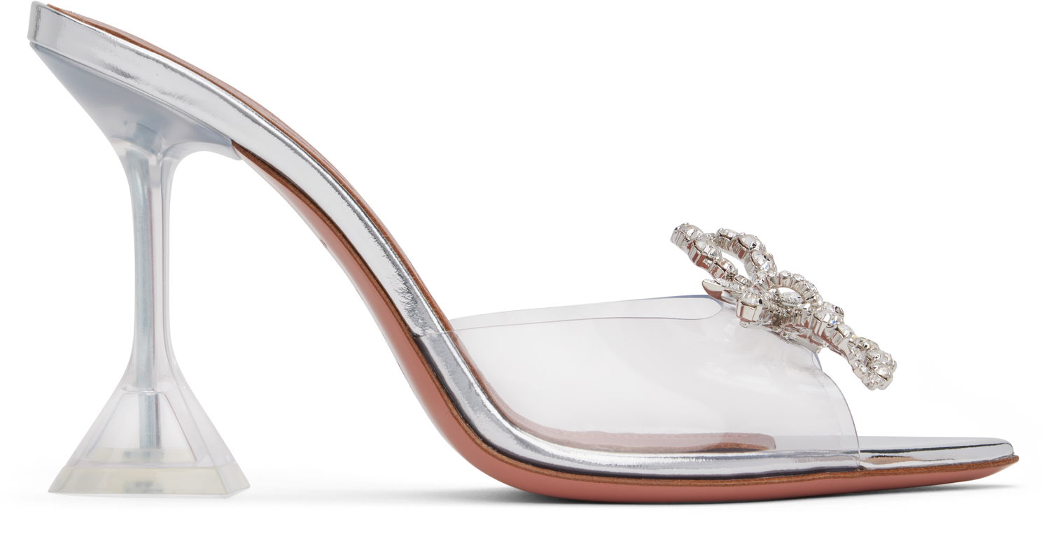 Аксесоари Amina Muaddi Amina Muaddi Rosie Glass Slipper Heeled Sandals Металик | ROSIE GLASS SLIPPER CL PVC, 0