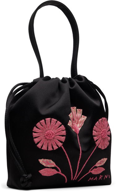 Дамска чанта Marni Small Scrunchie Floral Embroidered Drawstring Pouch Черно | BMMP0164L0 P8534, 1