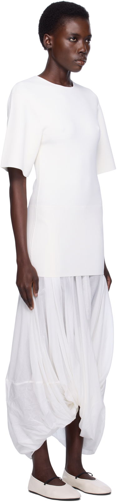 Pокля TOTEME TOTEME Cocoon Tee Midi Dress Бяло | 253-WRD0215-YA0187, 1