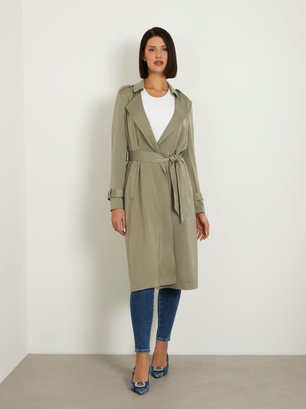 Тренчкот GUESS Satin Classic Trench Зелено | W4GL00WFYW2, 0