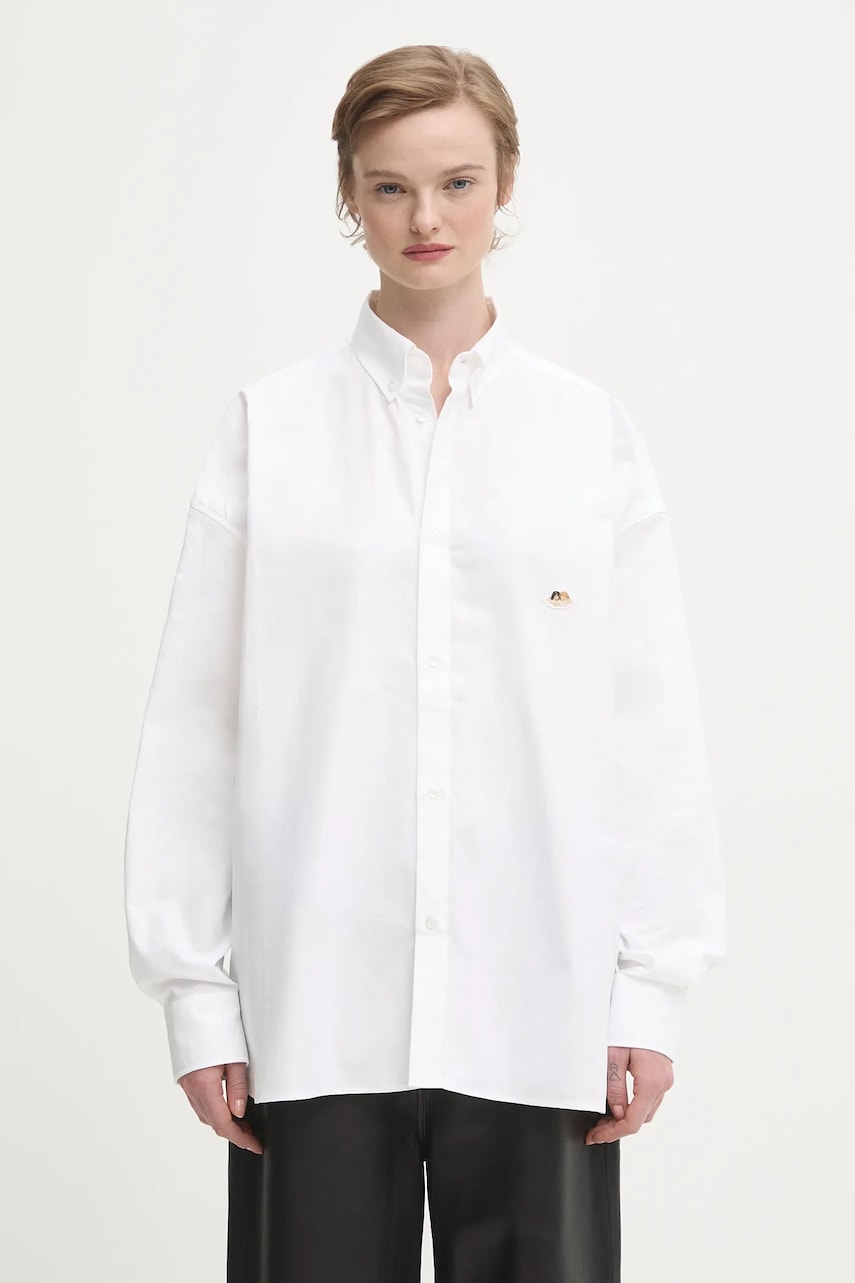 Риза Fiorucci Angel Patch Relaxed Fit Button-Up Shirt with Classic Collar Бяло | W02SMTLO055CO01WH01, 0
