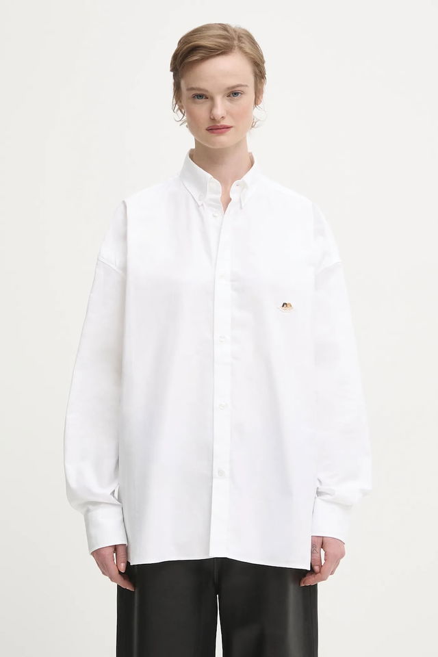 Angel Patch Relaxed Fit Button-Up Shirt with Classic Collar