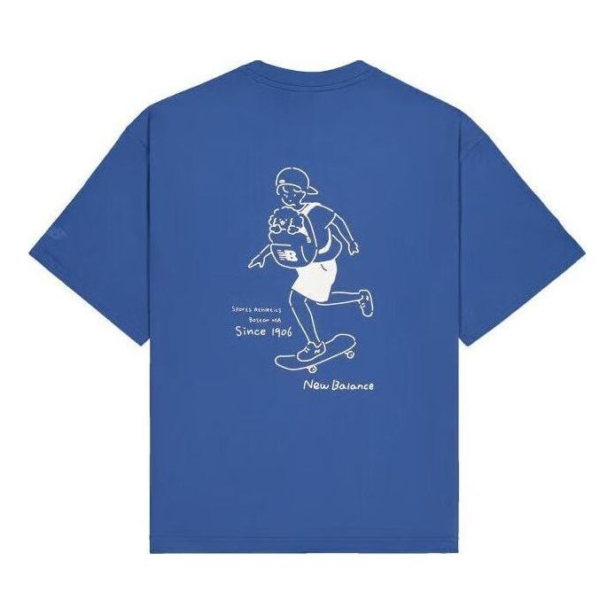 Тениска New Balance Wordmark Logo Graphic Skate T-Shirt Синьо | AMT42338-NYY, 0