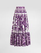 Dolce & Gabbana Majolica Print Long Tiered Skirt