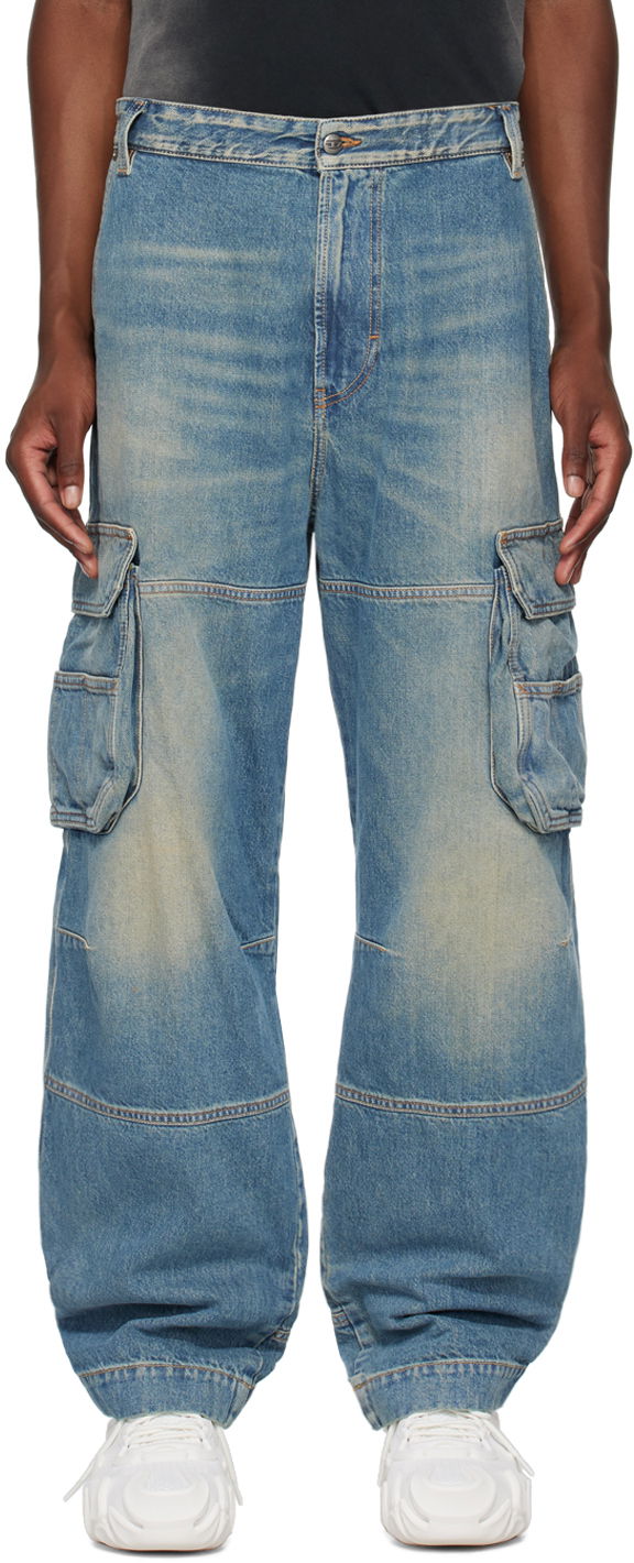 Карго панталони Diesel Straight D-Fish Denim Cargo Pants Синьо | A12833-09J83-01, 0
