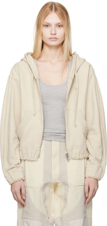 Суитчър Moncler Moncler Genius x Willow Smith Zip-Up Cotton Hoodie Бежово | J209T 8G00001 - 899WC, 0