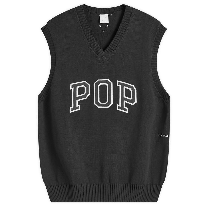 Пуловер Pop Trading Company Arch Logo Knit Vest Anthracite Сиво | POPAW24-06-009