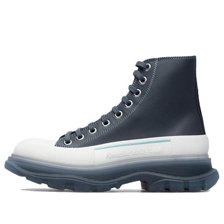 Кецове и обувки Alexander McQueen Alexander McQueen Tread Slick Boots Синьо | 702041WHZ6D1137, 0