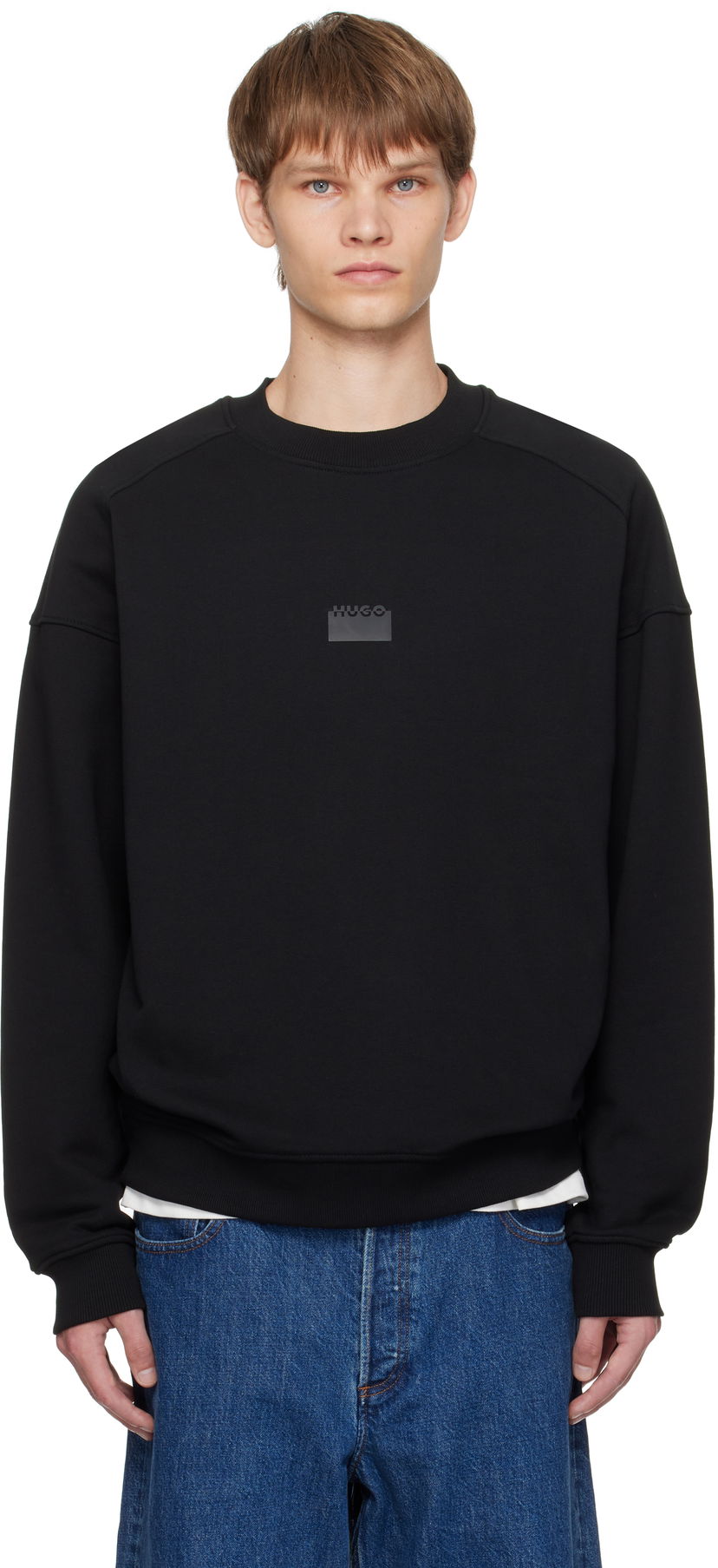 Суитчър BOSS HUGO Bonded Logo Sweatshirt Черно | 50546672