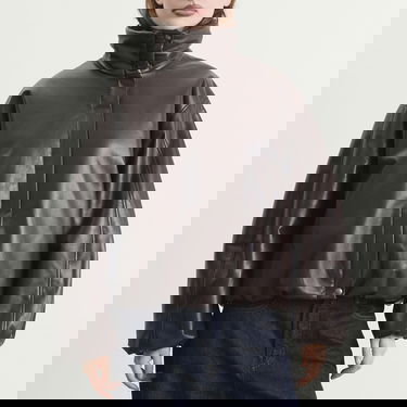 Пухо яке Anine Bing Cyrus Faux Leather High-Neck Puffer Jacket Кафяво | A-01-11561-BWN43, 2