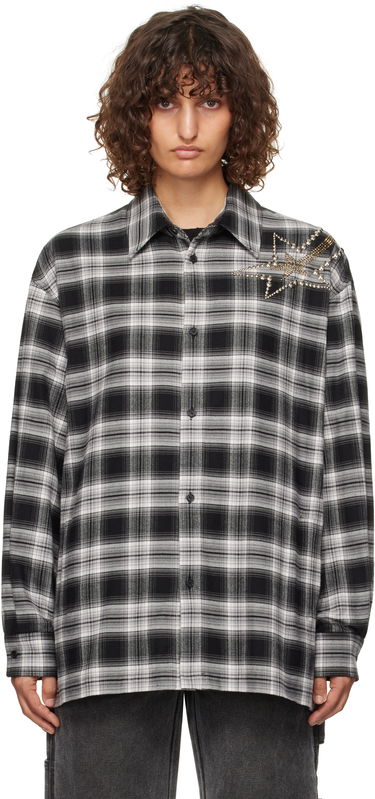 Риза We11done We11done Meteor Check Embellished Shirt Черно | WD-SH3-24-128-U-BK, 0