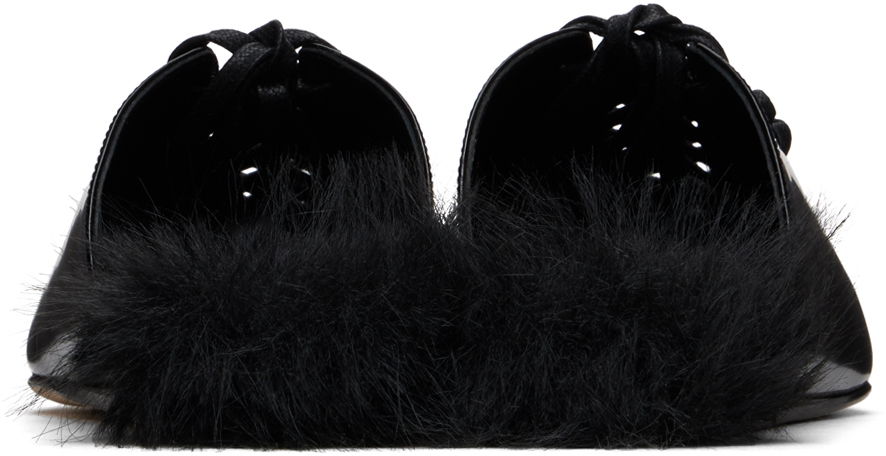 Облекло Simone Rocha Simone Rocha Pointed-Toe Faux-Fur Slippers Черно | PMP19F 0740, 1