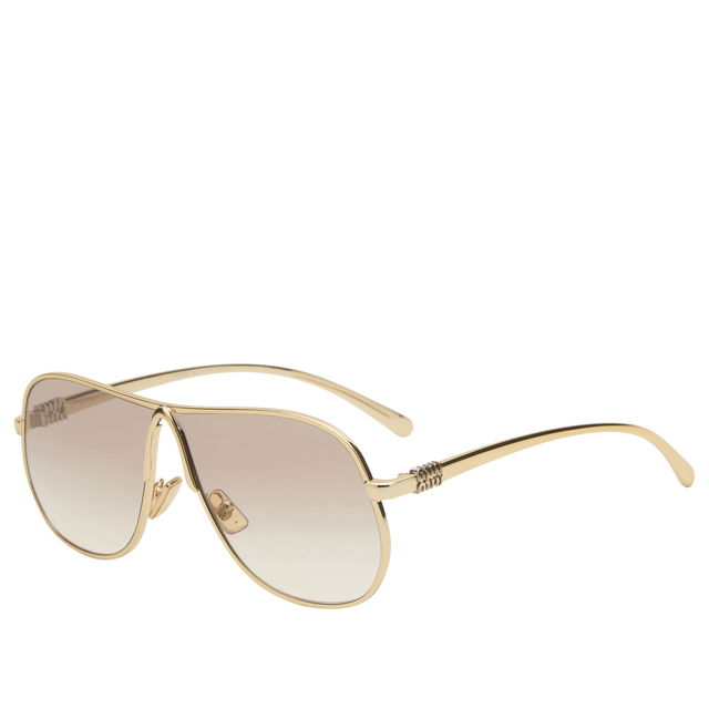 Gold-tone Aviator Sunglasses with Gradient Brown Lenses