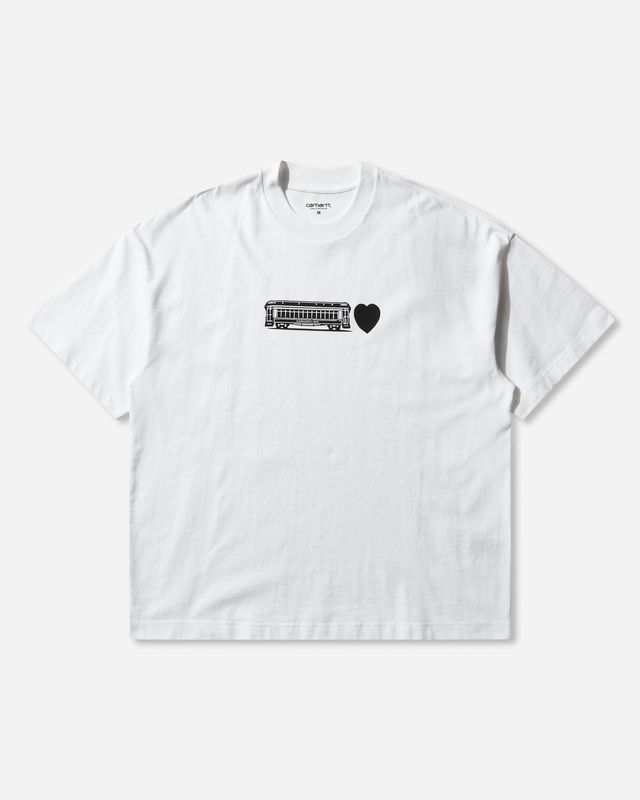 Deconstructed Label Train Car Heart Graphic T-Shirt