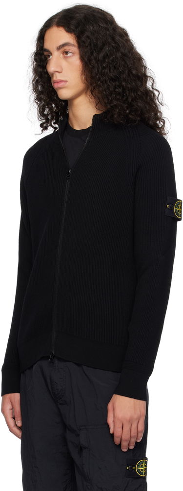 Пуловер Stone Island Full Rib RWS Wool Zip-Up Jacket Черно | 8115519C2, 3