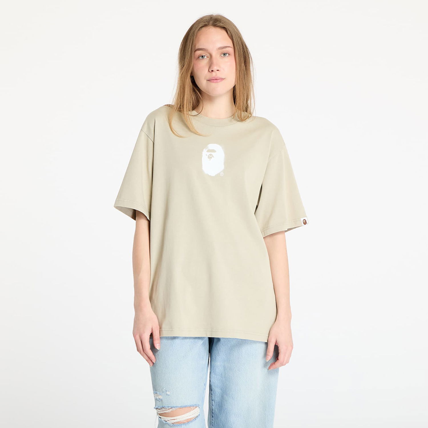 Тениска BAPE A BATHING APE Pigment Print Ape Head Relaxed Fit T-Shirt Бежово | 001CSL301307MOLD, 0