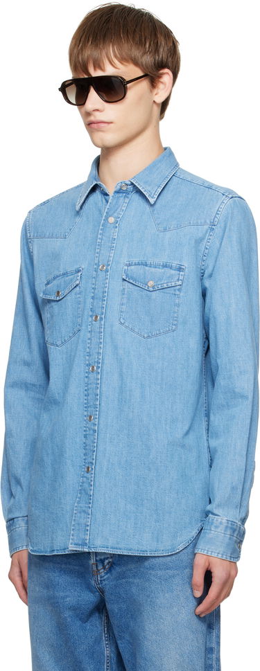 Риза Tom Ford TOM FORD Western Denim Shirt Синьо | HDS001-FMC239, 3