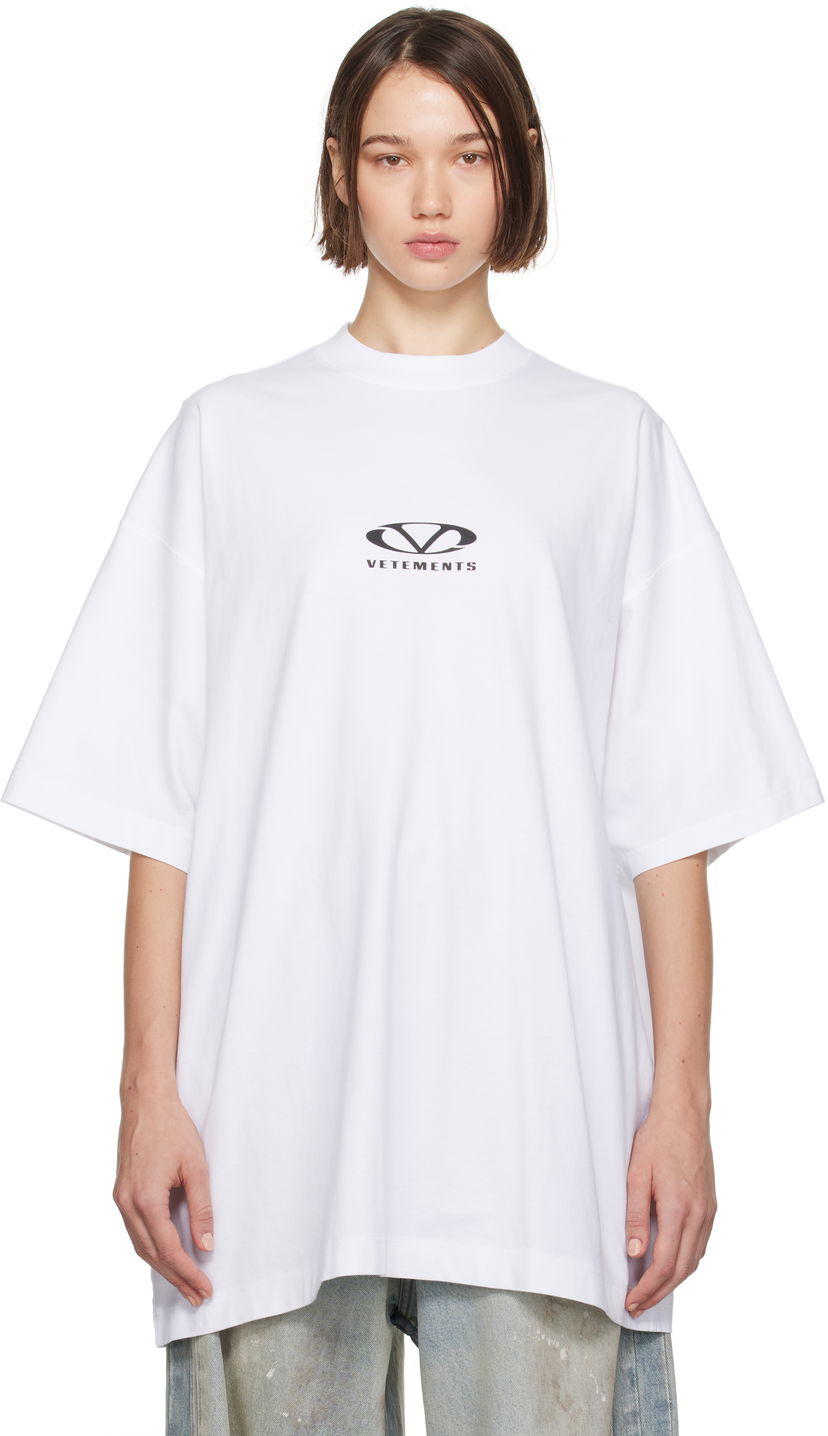 Тениска VETEMENTS Oval Logo Oversized T-Shirt Бяло | UA66TR605W