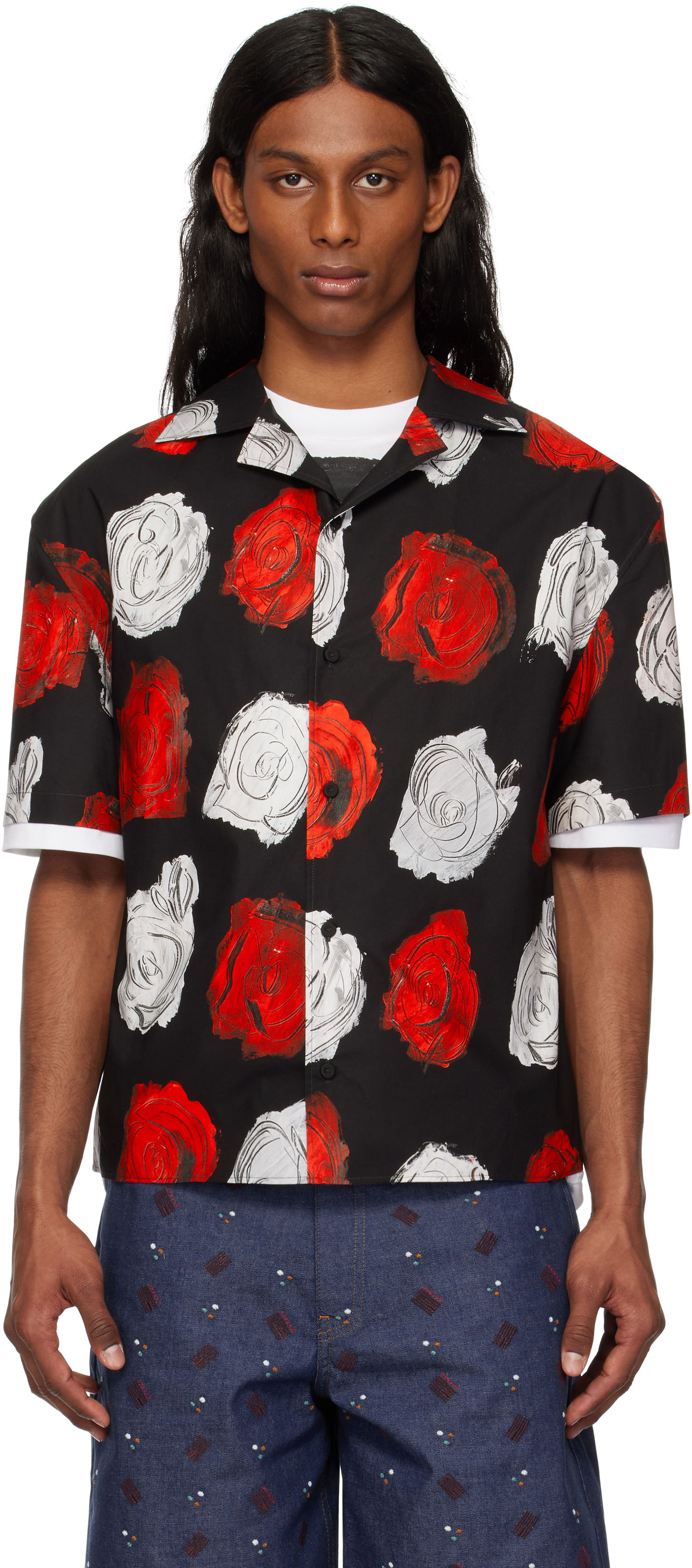 Риза Marni Marni Mercury Print Poplin Bowling Shirt Черно | CUMU0349A0 UTC499, 0