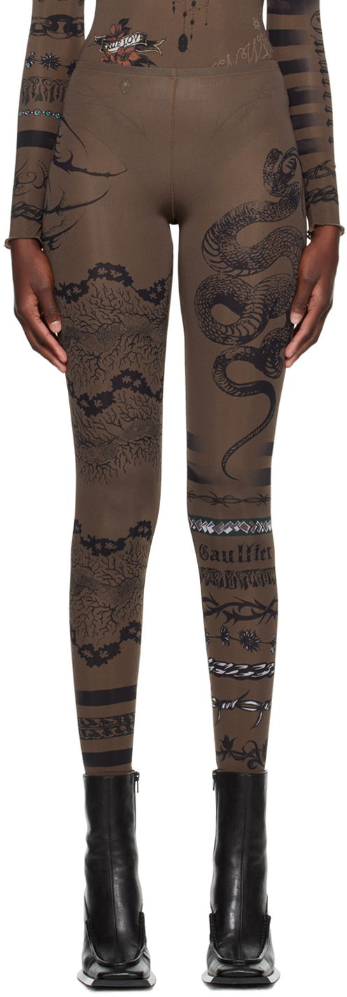 Клинове Jean Paul Gaultier Jean Paul Gaultier KNWLS Edition Tattoo Print Leggings Кафяво | 23/14-F-PA075-J524-700200, 0